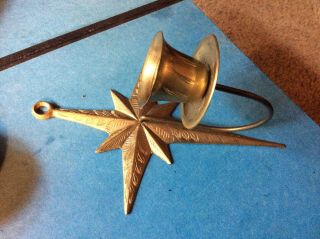 Vintage Mid Century Modern Brass Candle Holder Sconce Star Sputnik