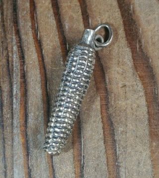 Vintage Corn Cob Charm For Bracelet Sterling Silver