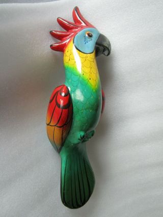 Vintage Tonala Mexico Ceramic Large Parrot Bird Figurine Artist Signed