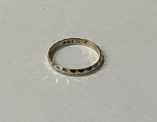 Vintage A&z 10k Solid Yellow Gold 1.  5mm Baby Ring