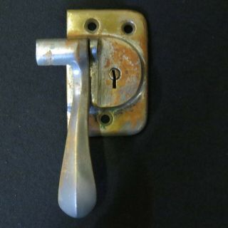 Vintage Nickel Over Brass Ice Box Latch Handle Hardware N04 R Wrc