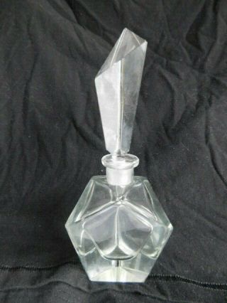Vintage Heavy Lead Crystal Geometric Shape Perfume Bottle Prism Affect Stopper