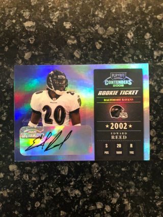 2002 Playoff Contenders Auto 129 Ed Reed (295 Of 550) Rare Rookie Auto