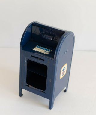 Vintage Tin U.  S.  Mail Box Coin Bank,  Retro Metal Piggy Bank,  Post Office Decor