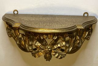 Vintage Mid Century Modern Gold Gilt Wall Sconce Shelf Made In Italy 1960 
