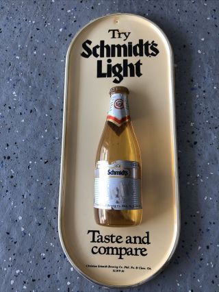 Vintage 3d Blow Mold 1970s Schmidt’s Light Beer Sign Plastic Bottle Advertising