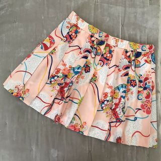 Vtg Lily’s Of Beverly Hills Pleated Mini Tennis Skirt Peach Floral Sz 14 Fit S M