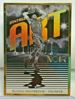 Russell Westbrook 2017 - 18 Panini Noir Vintage Art Gold Metal Frame 