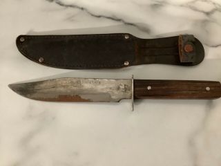 Vintage Japan Bowie Knife Sabre 631 Wood Handle W/ Sheath