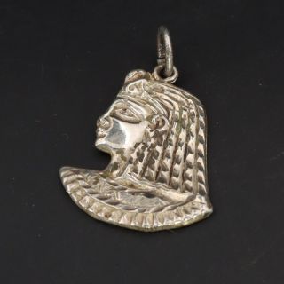 Vtg Sterling Silver - Egypt Egyptian Pharaoh Monarchical Head Pendant - 2g
