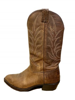 Nocona Boots Mens 9 D Vintage Brown Leather Pull On Western Cowboy Boots
