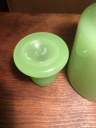 Vintage Hand Blown Lime Green Glass Decanter with Stopper 3