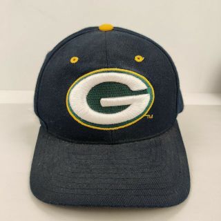 Vintage 90s Green Bay Packers Drew Pearson Old English Snapback Script Hat