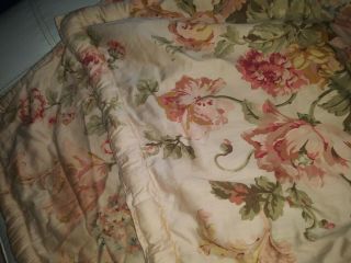 2 Ralph Lauren Quilted Pillow Shams Vintage Peach Floral Standard