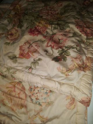 2 Ralph Lauren Quilted Pillow Shams Vintage PEACH FLORAL standard 2