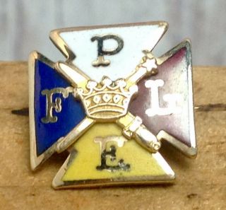 Vintage Knights Of Pythias Fple 10k Solid Gold Enameled Pin (e17)
