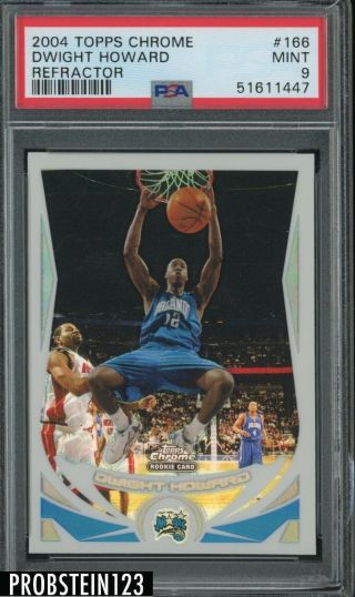 2004 Topps Chrome Refractor 166 Dwight Howard Magic Rc Rookie Psa 9