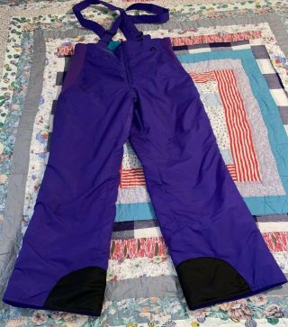 Vintage Columbia Mens L Ski Snow Pants Suspender Bib Overalls Purple 80s 90s 36 "