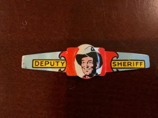 Vintage 1952 Roy Rogers Deputy Sheriff Flat Tin Litho Ring Post Raisin Bran