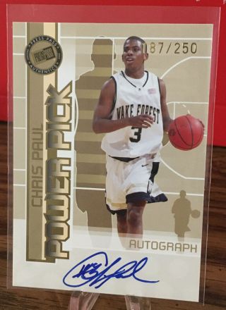 2005 - 06 Chris Paul Press Pass Rc Auto /250 Power Pick Rookie On Card Signed Suns