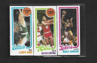 1980 - 81 Topps Larry Bird Julius Erving Magic Johnson Rookie Cards " Detached "