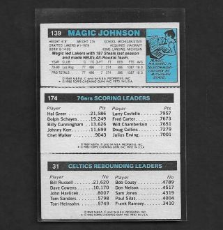 1980 - 81 TOPPS LARRY BIRD JULIUS ERVING MAGIC JOHNSON ROOKIE CARDS 