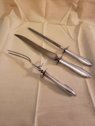 Vintage Community Silver Plated Patrician 3 Pc Carving Set Steel.  Knive.  Fork
