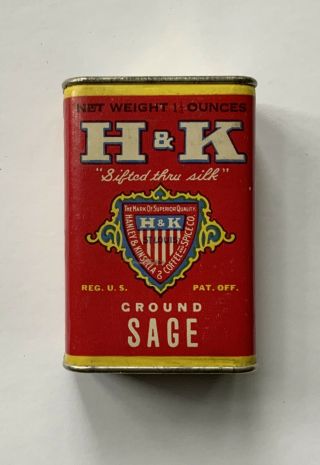 VINTAGE ADVERTISING H &K SAGE SPICE TIN - COFFEE CAN - ST.  LOUIS - GROCERY STORE 2