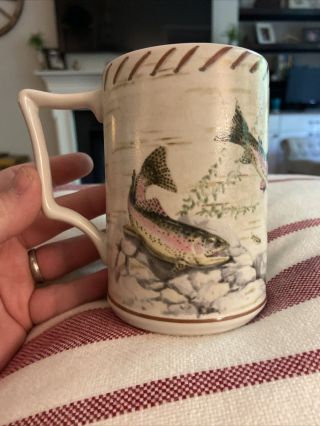 Vintage Riverwood Rainbow Trout Coffee Mug Father’s Day Fisherman Gift Lenox