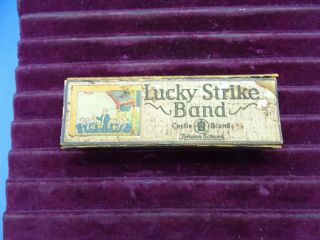Vintage Castle Brand " Lucky Strike Band " Harmonica Key Of C W/ Box