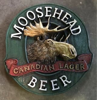 Rare Vintage Moosehead Beer Canadian Lager Bar Sign 14 " Brewery Plastic