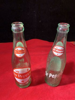 Vintage Dr.  Pepper Rare Htf “bottle Cap” Glass Bottles 10 - 2 - 4 Empty 6 1/2 Oz Pr
