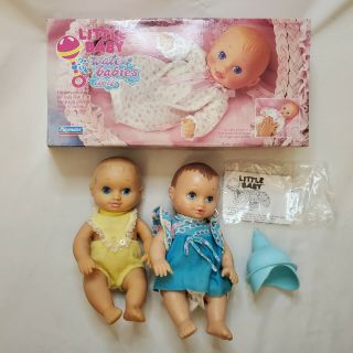 2 Vintage Playmates Toys Little Baby Water Babies Dolls Funnel Box