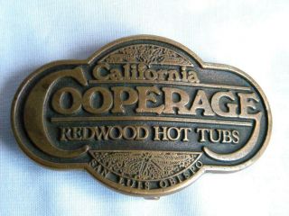 Vintage Bronze Belt Buckle California Cooperage Redwood Hot Tubs San Luis Obispo