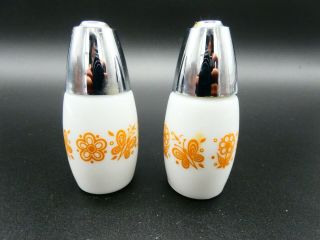 Vintage Corelle Corning Gemco Butterfly Gold Glass Salt And Pepper Shakers