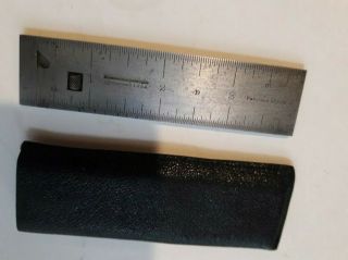 Rare Vintage 4 " Brown & Sharpe Steel Pocket Slide Caliper Rule With Sleeve
