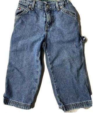 Vintage Tommy Hilfiger Toddler Boys Blue Denim Jeans Carpenter Pants Size 2 2t