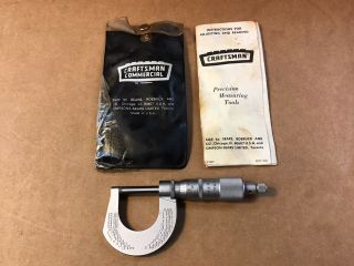 Vintage Craftsman 0 - 1 " Outside Micrometer - Carbide Tips