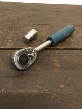 Vintage Britool Ratchet In 3/8” Drive A45 & Britool 3/8 To 1/2 Adapter Asep