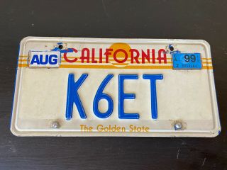 Vintage 1980s California Ham Radio License Plate Tag Golden State