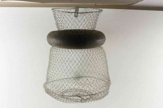 Unusual Vintage Wire Fish Basket With Rubber Inner Tube Floatation