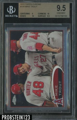 2012 Topps Chrome 144 Mike Trout Angels Rc Rookie Bgs 9.  5 W/ 10