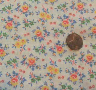 Tiny Floral Vintage Feedsack Quilt Sewing Doll Clothes Craft Red Blue Yellow