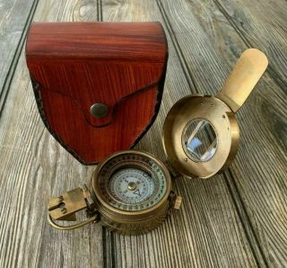 Vintage Handmade Style Solid Brass Wwii Military Pocket Compass Fav Gift