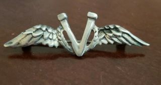 Vintage Sterling Silver Ww2 Sweetheart Victory Pin Brooch Front Jewelry 2 "