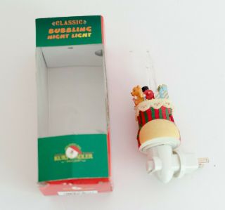 Vintage Kurt Adler Bubbling Christmas Night Light Glitter Stocking Gifts Box