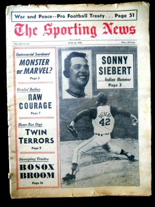 Vintage June 25,  1966 The Sporting News Vol.  161,  No.  20 Sonny Siebert