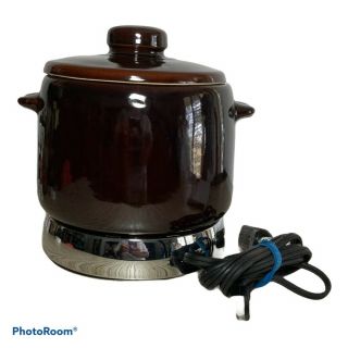 Vintage West Bend Electric Bean Pot W/ Heat Rite Base & Stoneware Crock