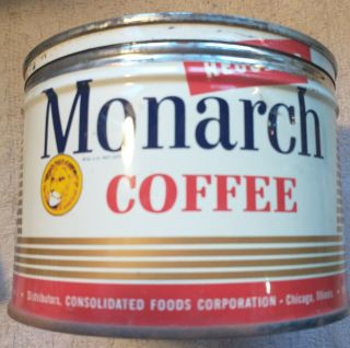 Vintage Monarch Mocha Rich Coffee 1 Lb Tin Lion Advertising Sign