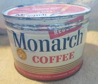 Vintage Monarch Mocha Rich Coffee 1 LB Tin Lion Advertising Sign 3
